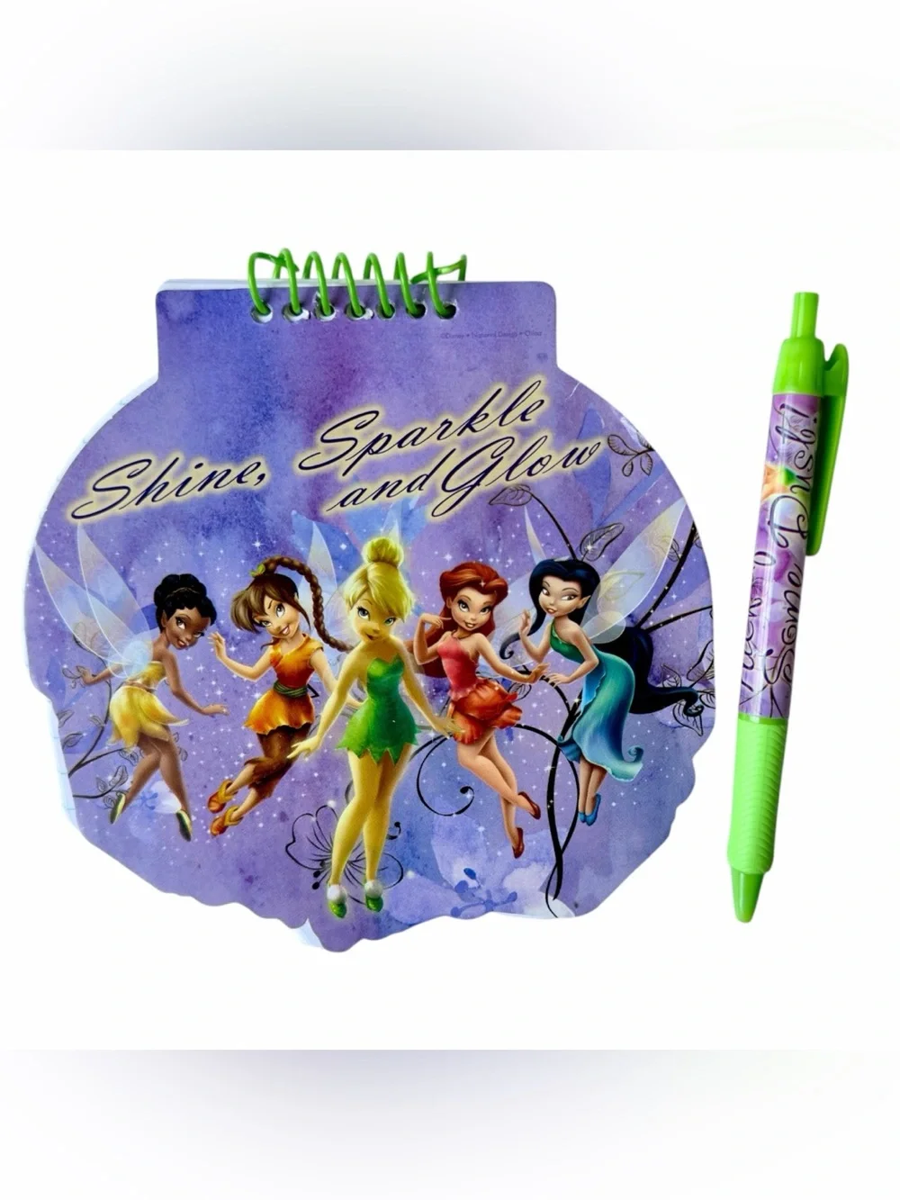 Vintage Tinker Bell New DeadStock Disney Fairies Spiral Notebook And Pen Y2K